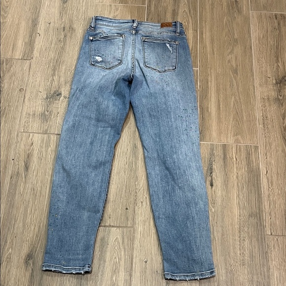 Judy Blue Lucky Charms Paint Splatter Boyfriend Distressed Jeans Vintage Slim - Picture 11 of 15